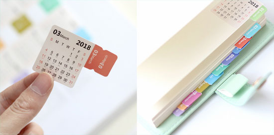 (4 designs/pack) 2018 Calendar Sticker Notebook Index Monthly Category Sticker Planner Accessories Slip Sheet